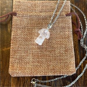 Clear Quartz Mushroom Necklace | Crystal Mushroom Pendant | Hippie Necklace